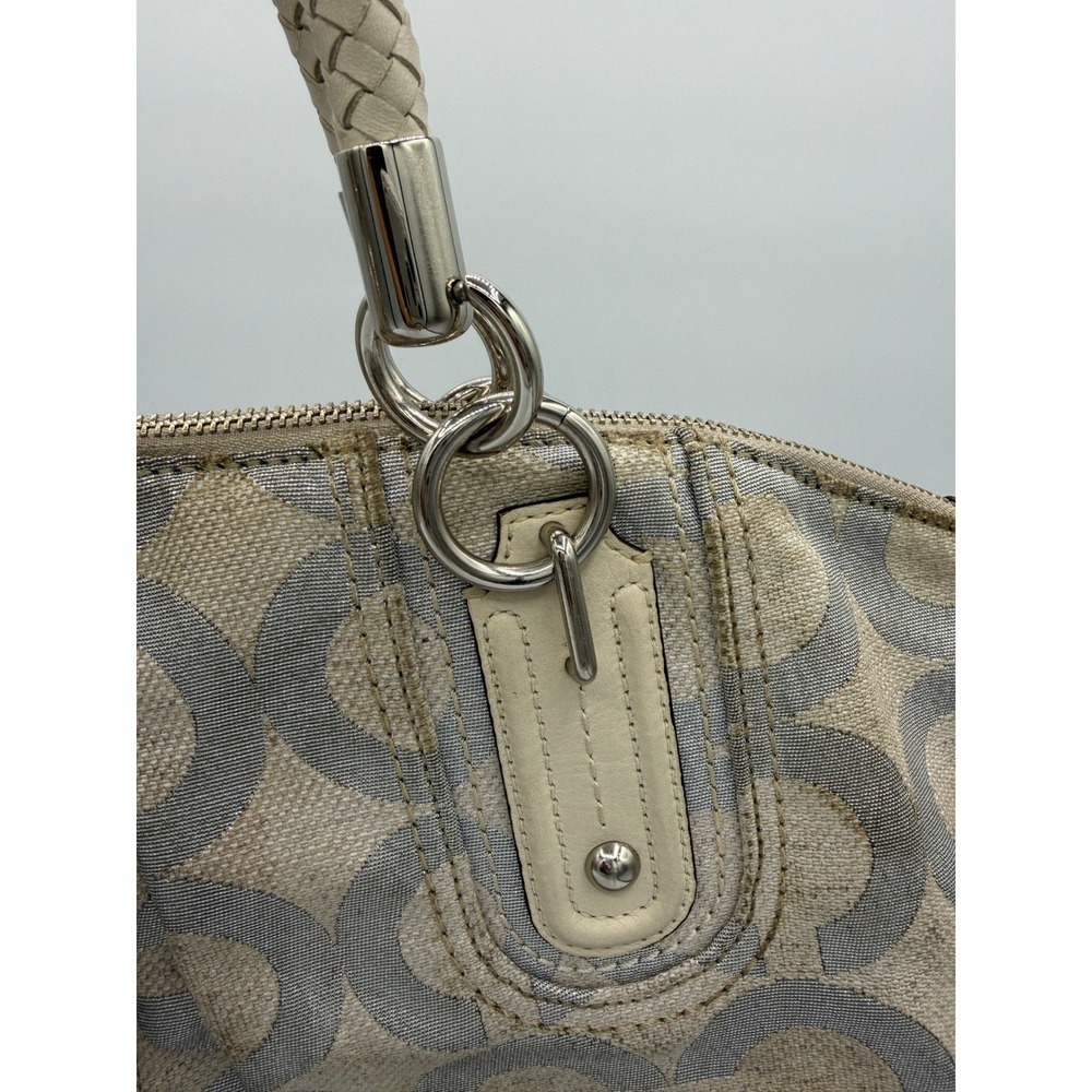 Coach Shoulder Bag Womens Large Silver Good Limited Edition Floral Jacquard - Picture 7 of 16